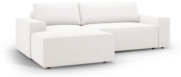 Biały rozkładany narożnik z materiału bouclé (lewostronny) Jodie – Micadoni Home
