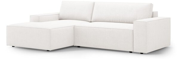 Biały rozkładany narożnik z materiału bouclé (lewostronny) Jodie – Micadoni Home