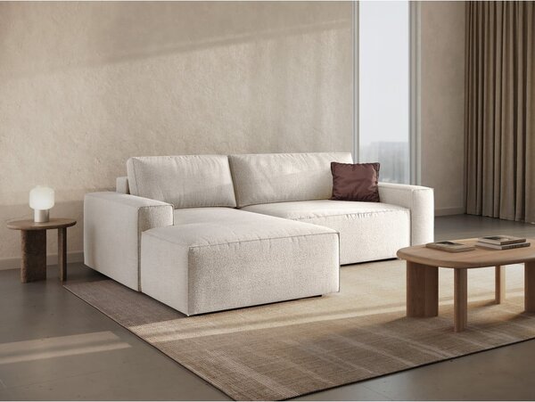 Biały rozkładany narożnik z materiału bouclé (lewostronny) Jodie – Micadoni Home