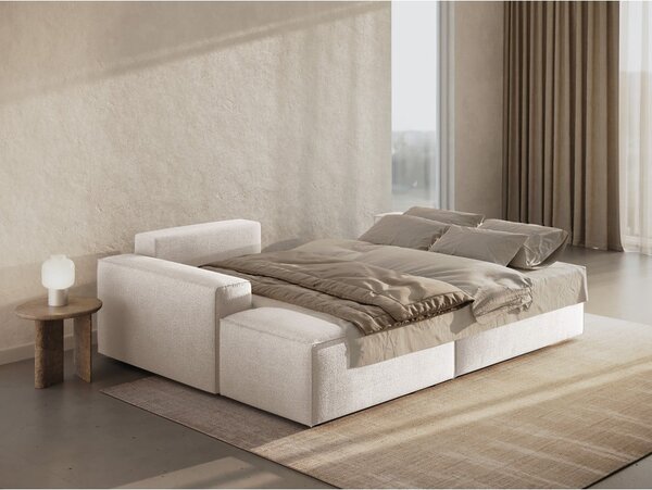 Biały rozkładany narożnik z materiału bouclé (lewostronny) Jodie – Micadoni Home