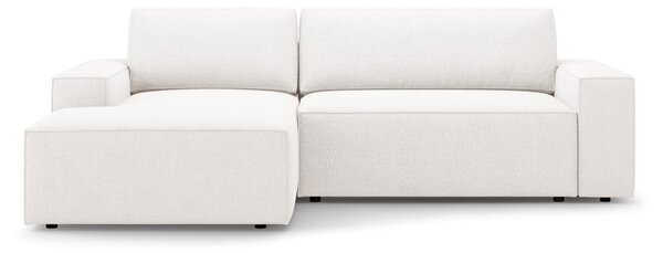 Biały rozkładany narożnik z materiału bouclé (lewostronny) Jodie – Micadoni Home