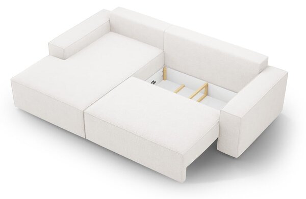 Biały rozkładany narożnik z materiału bouclé (lewostronny) Jodie – Micadoni Home