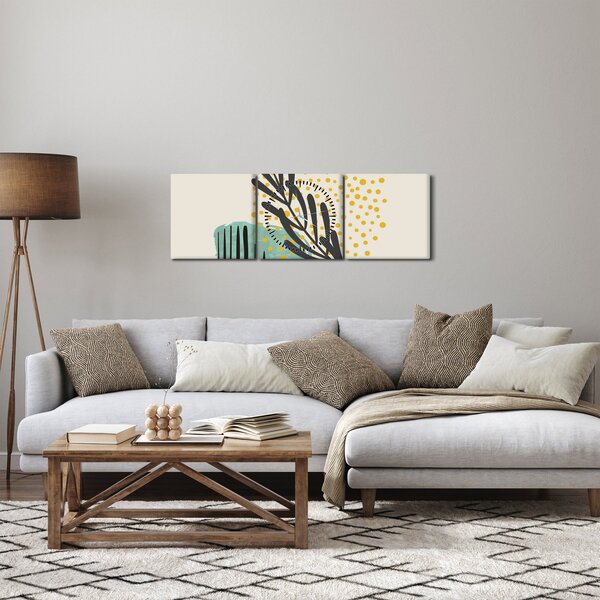 Obraz - Arkusze abstrakcyjne N⁰3 (z zegarem) (90x30 cm)
