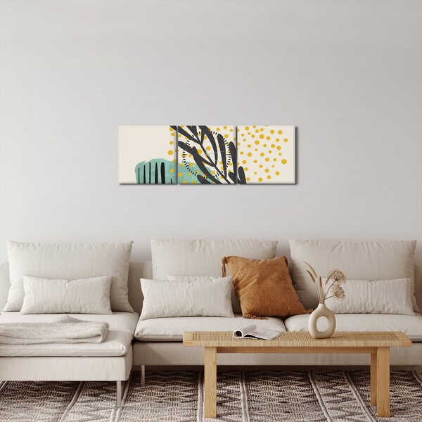 Obraz - Arkusze abstrakcyjne N⁰3 (z zegarem) (90x30 cm)