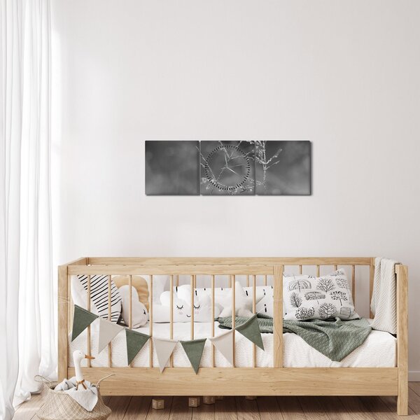 Obraz - Wiejska łąka (z zegarem) (90x30 cm)