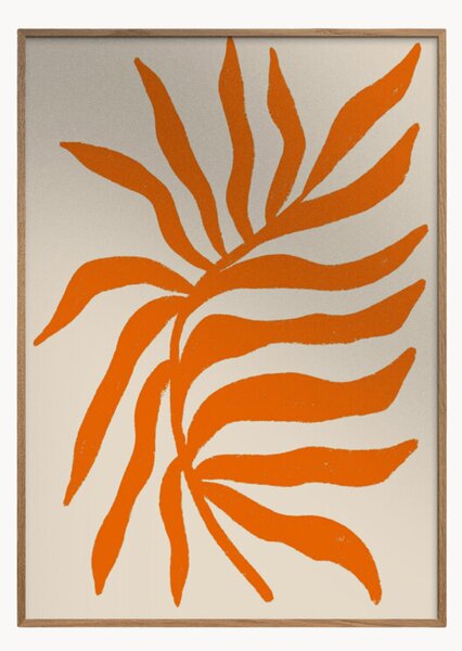 Oprawiony druk cyfrowy Orange Silhouette Textured Branch
