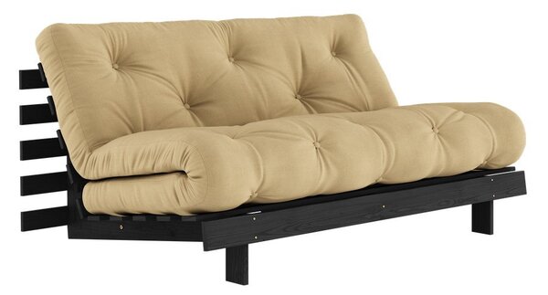 Musztardowa rozkładana sofa 160 cm Roots Black Night – Karup Design