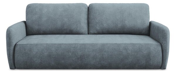 Szaroniebieska rozkładana sofa z tkaniny szenilowej ze schowkiem 218 cm Lilo – Makamii