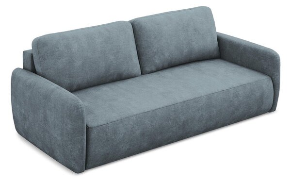 Szaroniebieska rozkładana sofa z tkaniny szenilowej ze schowkiem 218 cm Lilo – Makamii