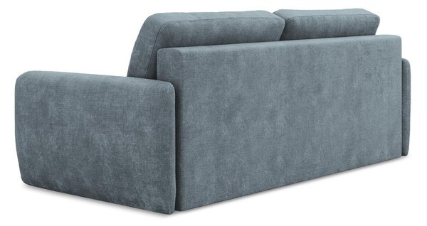 Szaroniebieska rozkładana sofa z tkaniny szenilowej ze schowkiem 218 cm Lilo – Makamii