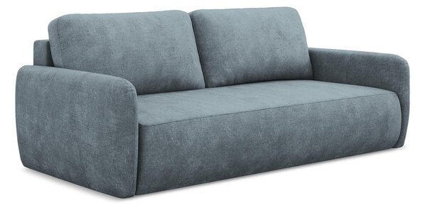 Szaroniebieska rozkładana sofa z tkaniny szenilowej ze schowkiem 218 cm Lilo – Makamii