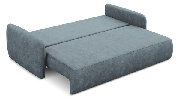 Szaroniebieska rozkładana sofa z tkaniny szenilowej ze schowkiem 218 cm Lilo – Makamii