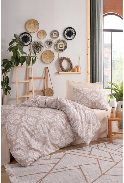 Brązowa pościel jednoosobowa 140x200 cm Post – Mijolnir