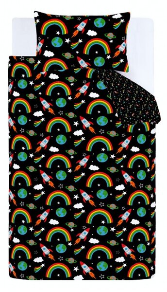 Czarna pościel dziecięca jednoosobowa 135x200 cm Rainbow Rockets – Catherine Lansfield