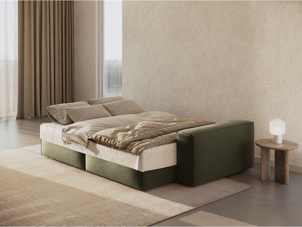 Zielona aksamitna rozkładana/ze schowkiem sofa 247 cm Jodie – Micadoni