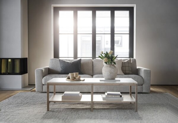 Brązowo-beżowy stolik z kamiennym blatem 140x60 cm Orwel – Rowico