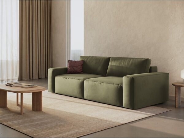 Zielona aksamitna rozkładana/ze schowkiem sofa 247 cm Jodie – Micadoni