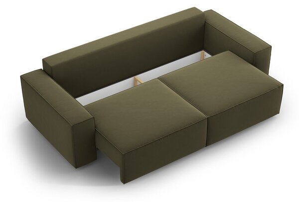 Zielona aksamitna rozkładana/ze schowkiem sofa 247 cm Jodie – Micadoni
