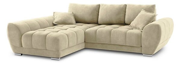 Beżowy rozkładany narożnik z aksamitnym obiciem Windsor & Co Sofas Nuage, lewostronny