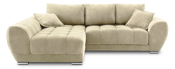 Beżowy rozkładany narożnik z aksamitnym obiciem Windsor & Co Sofas Nuage, lewostronny