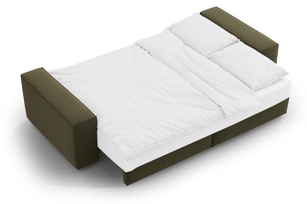 Zielona aksamitna rozkładana/ze schowkiem sofa 247 cm Jodie – Micadoni