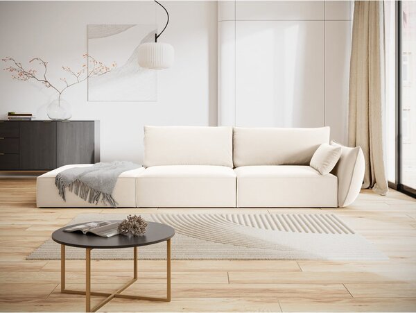 Beżowa aksamitna sofa prawostronna 264 cm Vanda – Mazzini Sofas