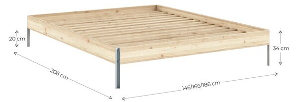 Łóżko dwuosobowe z litego drewna sosnowego bez zagłówka ze stelażem 180x200 cm w naturalnym kolorze Core – Karup Design
