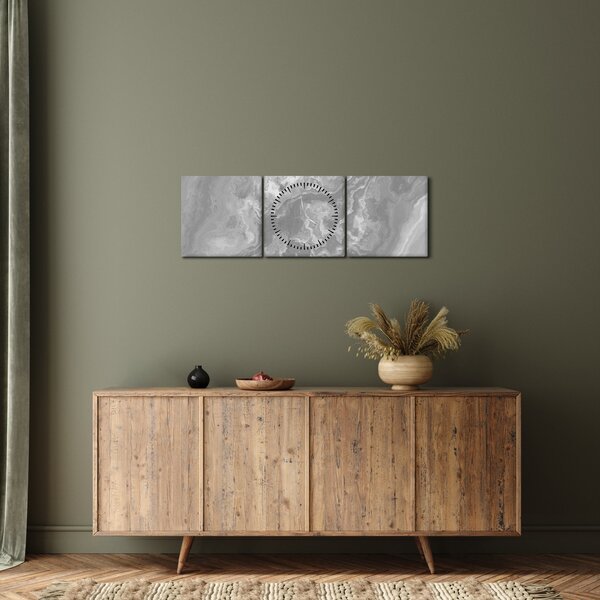 Obraz - Marmur w czerni i bieli (z zegarem) (90x30 cm)