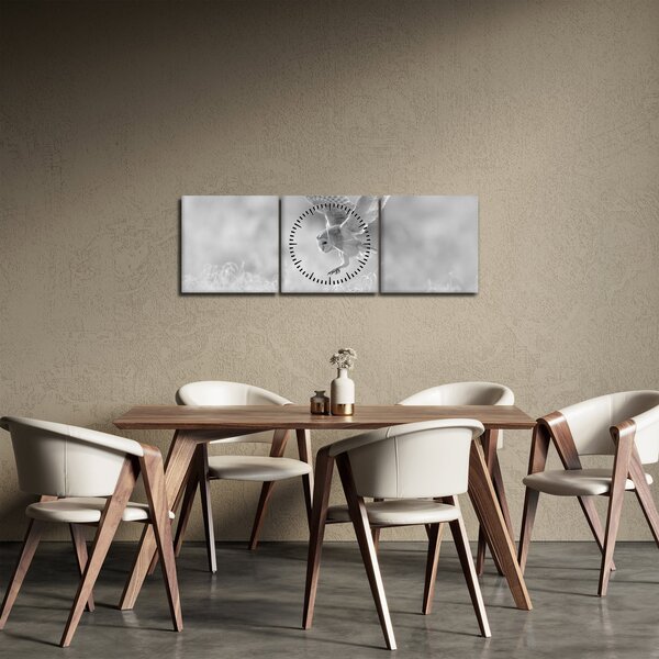 Obraz - Sowa na polu (z zegarem) (90x30 cm)