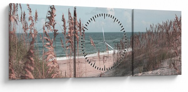 Obraz - Różowa plaża (z zegarem) (90x30 cm)