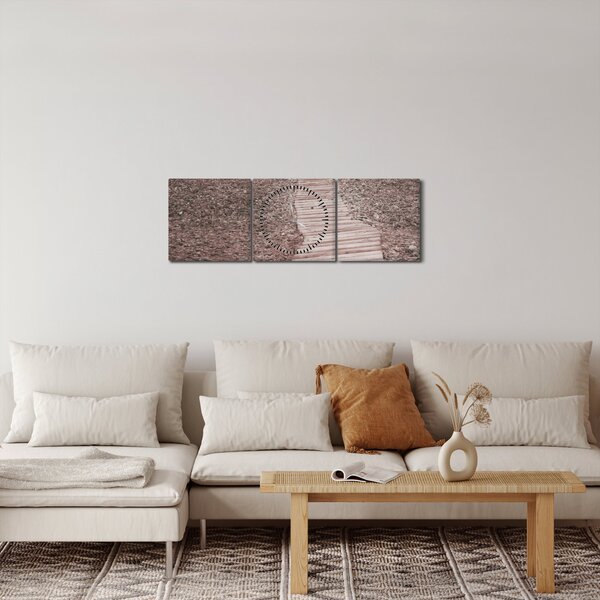 Obraz - Plaża żwirowa (z zegarem) (90x30 cm)