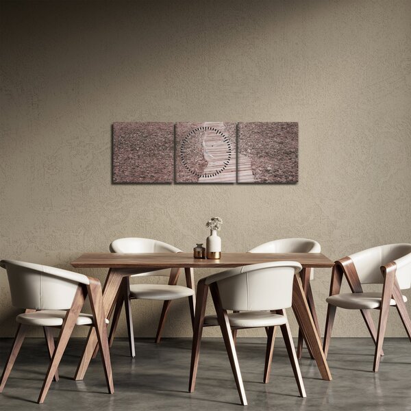 Obraz - Plaża żwirowa (z zegarem) (90x30 cm)