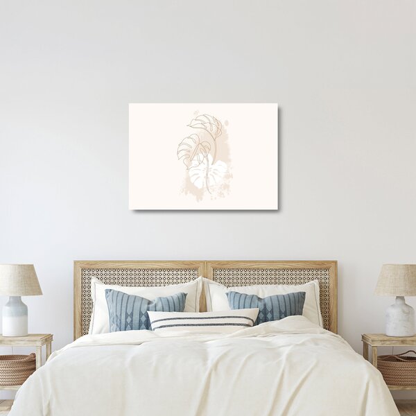 Obraz na szkle - Line art monstera N⁰1 (70x50 cm)