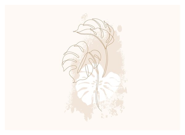 Obraz na szkle - Line art monstera N⁰1 (70x50 cm)
