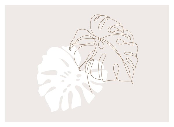 Obraz na szkle - Line art monstera N⁰2 (70x50 cm)