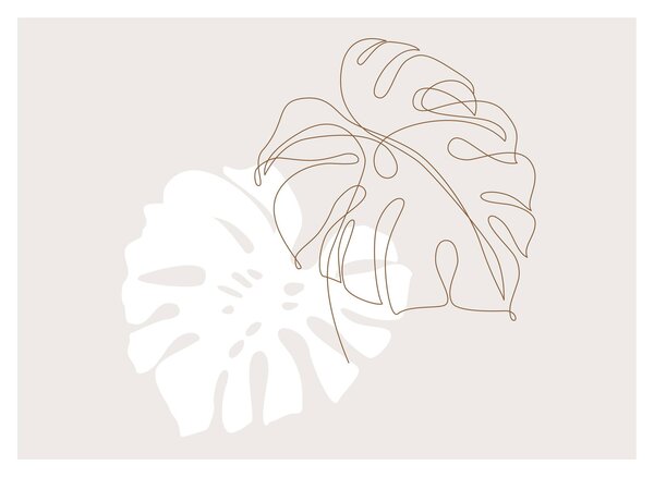Obraz - Line art monstera N⁰2 (70x50 cm)
