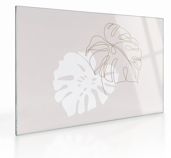 Obraz na szkle - Line art monstera N⁰2 (70x50 cm)