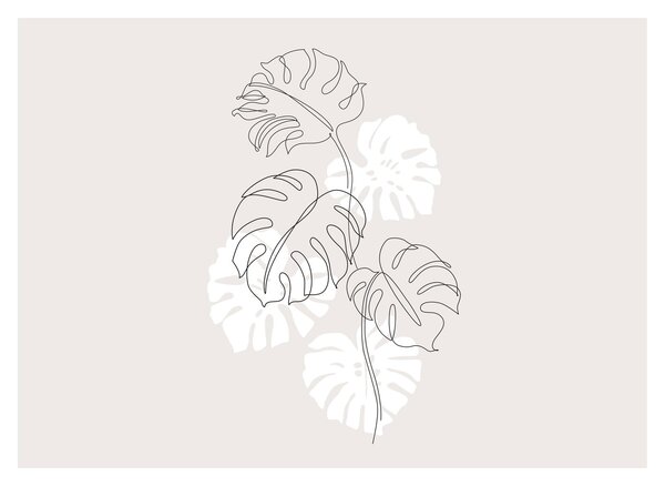 Obraz na szkle - Line art monstera N⁰3 (70x50 cm)