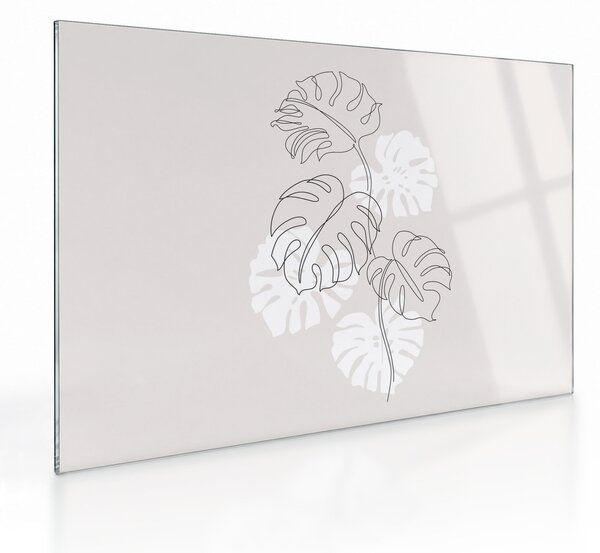 Obraz na szkle - Line art monstera N⁰3 (70x50 cm)