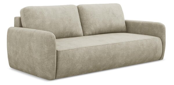 Beżowa rozkładana sofa z tkaniny szenilowej ze schowkiem 218 cm Lilo – Makamii