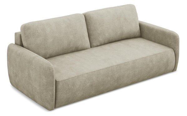 Beżowa rozkładana sofa z tkaniny szenilowej ze schowkiem 218 cm Lilo – Makamii