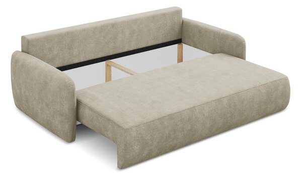 Beżowa rozkładana sofa z tkaniny szenilowej ze schowkiem 218 cm Lilo – Makamii