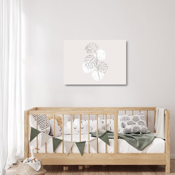 Obraz na szkle - Line art monstera N⁰3 (70x50 cm)