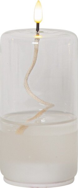 Biała świeca LED w szkle Star Trading Flamme Float, wys. 17,5 cm