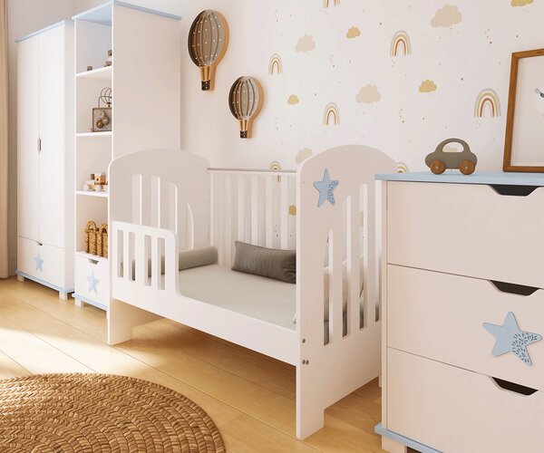 Szafa dziecięca STARS BABY z szufladą – biała z dekoracyjną gwiazdką