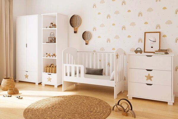 Szafa dziecięca STARS BABY z szufladą – biała z dekoracyjną gwiazdką