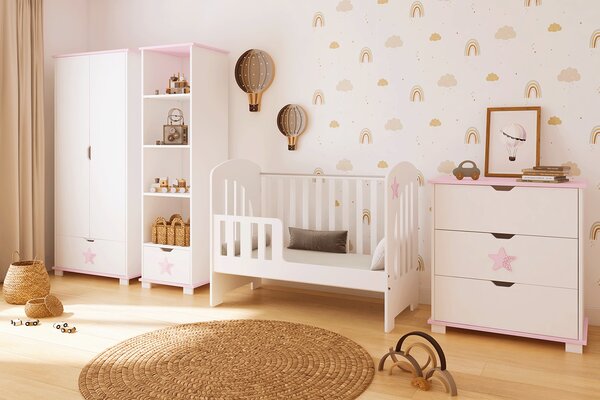 Szafa dziecięca STARS BABY z szufladą – biała z dekoracyjną gwiazdką