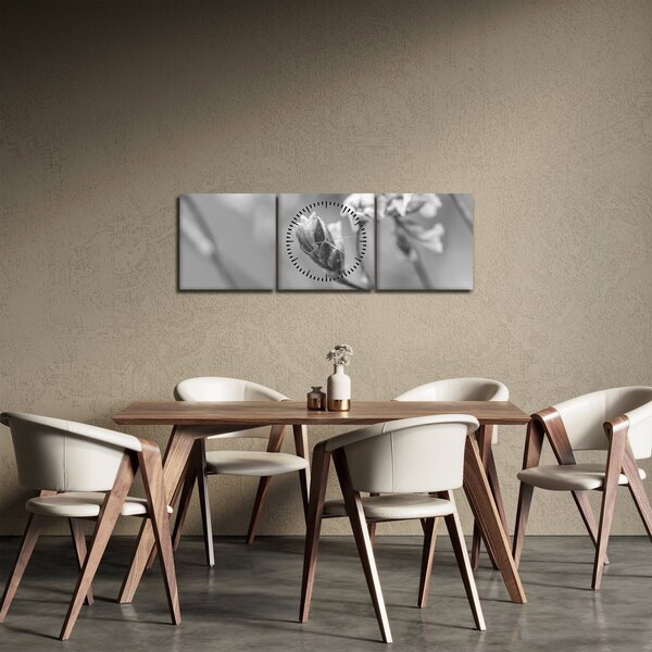 Obraz - Kwitnący kwiat (z zegarem) (90x30 cm)