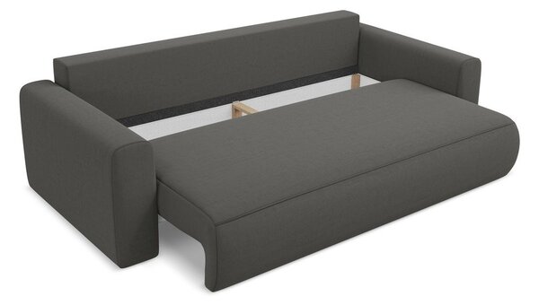 Ciemnoszara aksamitna rozkładana/ze schowkiem sofa 238 cm Kapua – Makamii