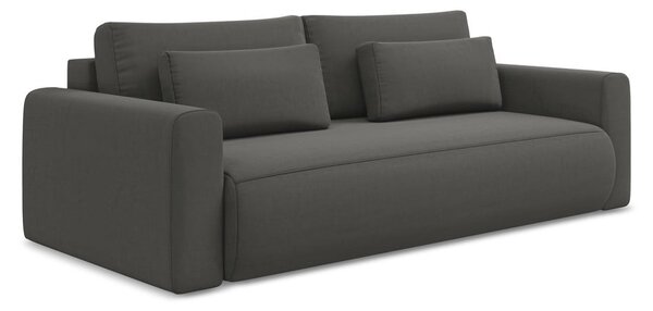Ciemnoszara aksamitna rozkładana/ze schowkiem sofa 238 cm Kapua – Makamii